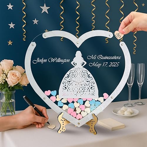 Miniatura 2 de Personalized Quinceanera Guest Book Alternative Ideas - Quinceanera Heart Guest Book Alternative - Custom Wooden Hearts Alternative Guest Book