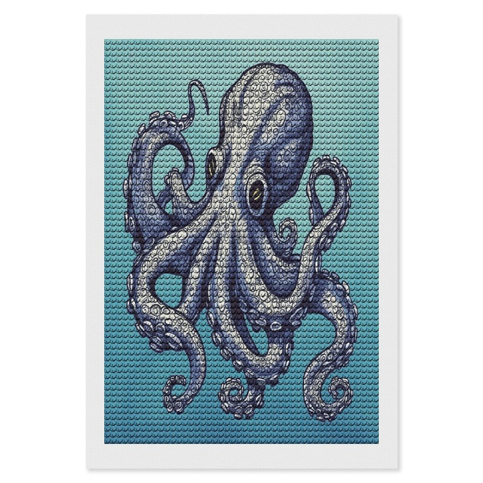 VstaDank Octopus Design Diamond Painting Kits Exquisite DIY Full Round Drill Diamond Dots Painting for Adults Beginner Diamond Photo Paint with Diamond Picture Art Wall Decor 8"x12"