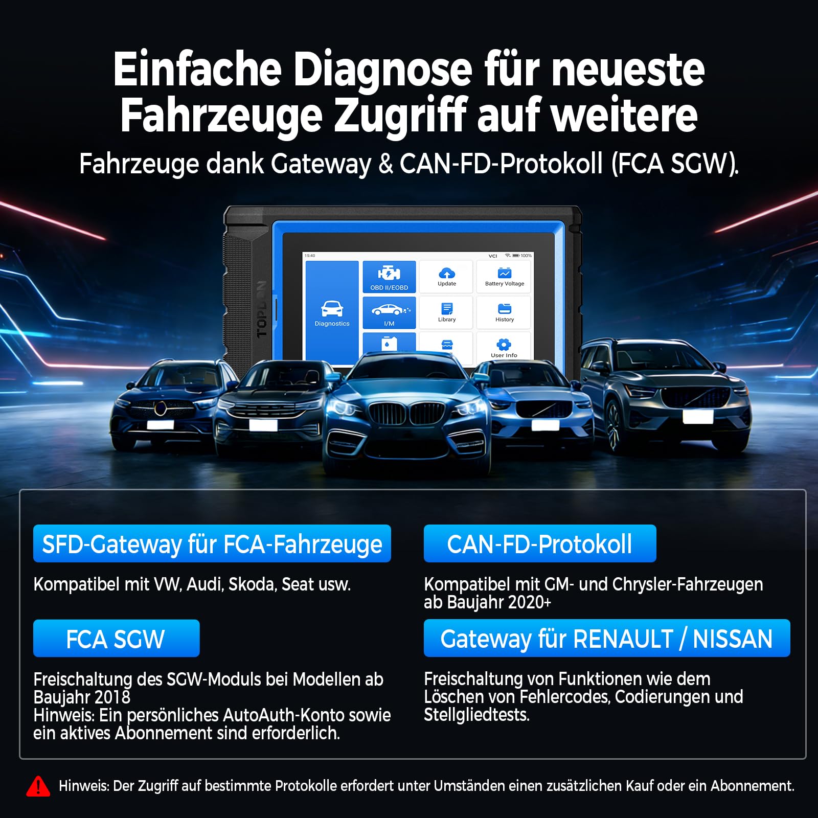 TOPDON VeriDiag X800 BT OBD2 Diagnosegerät für alle Fahrzeuge, Bidirektionales Diagnosegerät Auto mit 34 Servicefunktionen, Alle Systemdiagnosen FCA/SFD-Unterstützung, 2 Jahre kostenlose Upgrad