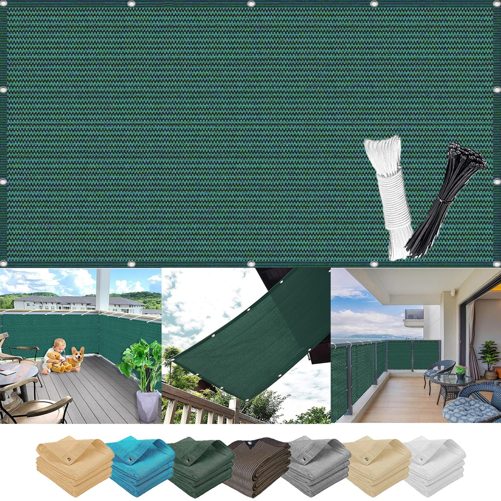 KLGFBDC Balcony Sun Shade Sail 5x5m Waterproof UV Protection No Drill Installation Durable Multiple Sizes & Colors Garden Canopy with Grommets for Outdoor Use Green