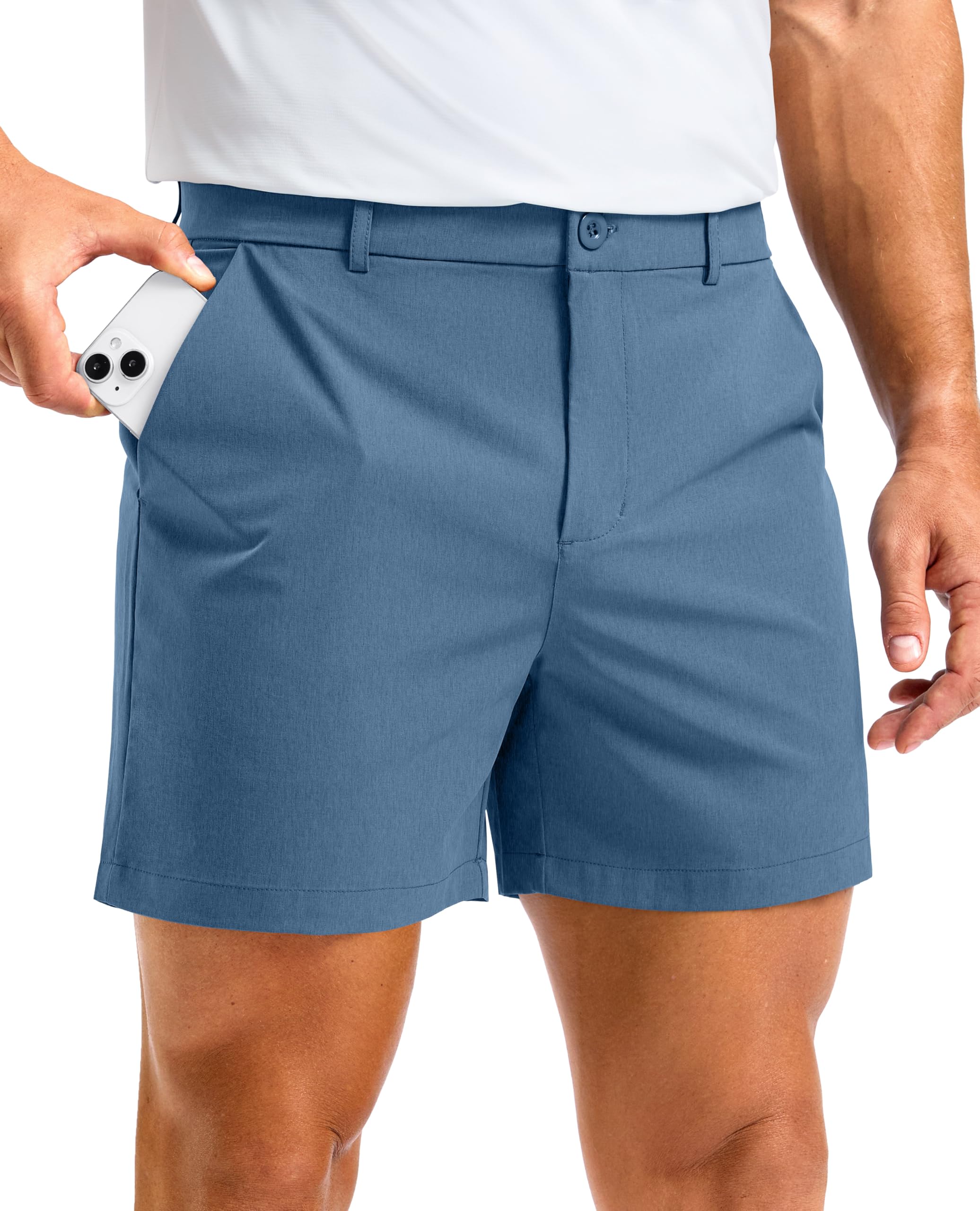 Soothfeel Mens Casual Shorts 5 7 Inch Golf Dress Shorts for Men Flat Front Work Lightweight Quick Dry