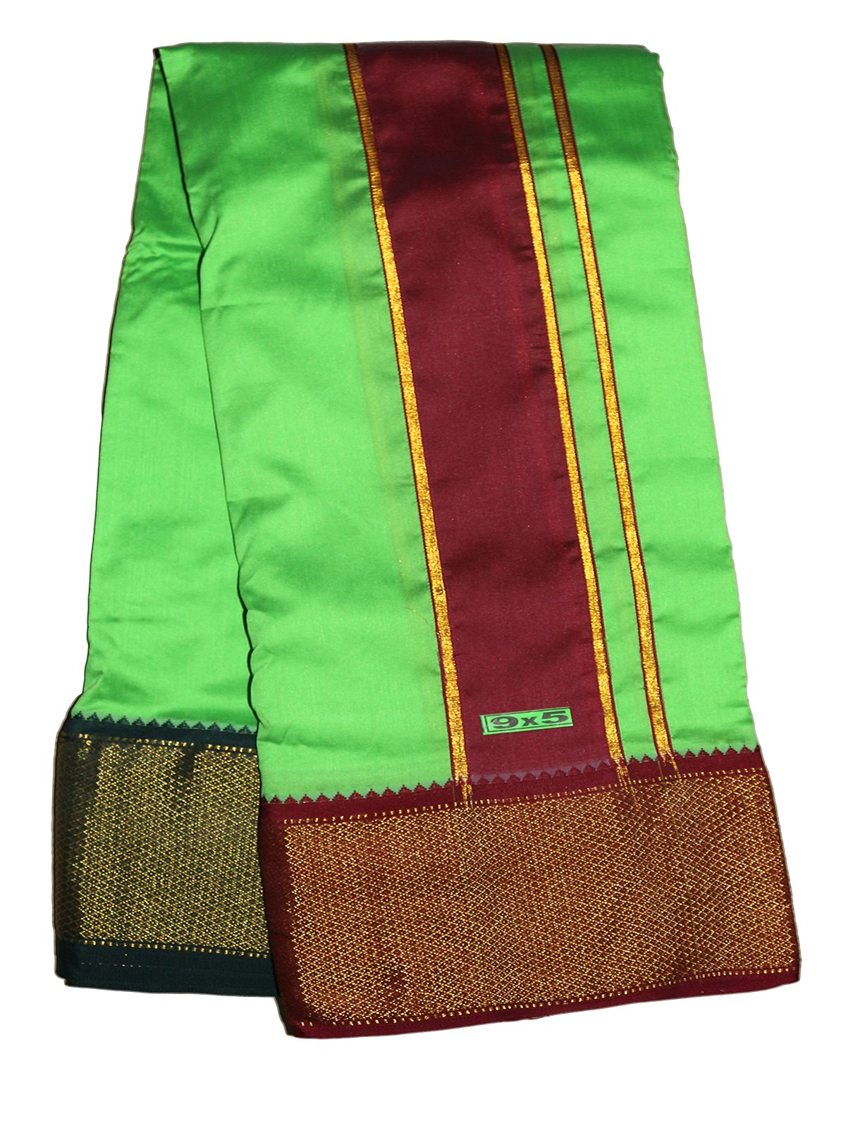 Prakasam Cotton Brand- Poly Mixing Mens Panjakejam Dhoti & Towel Set (Asha-9X5) (Light Gree)