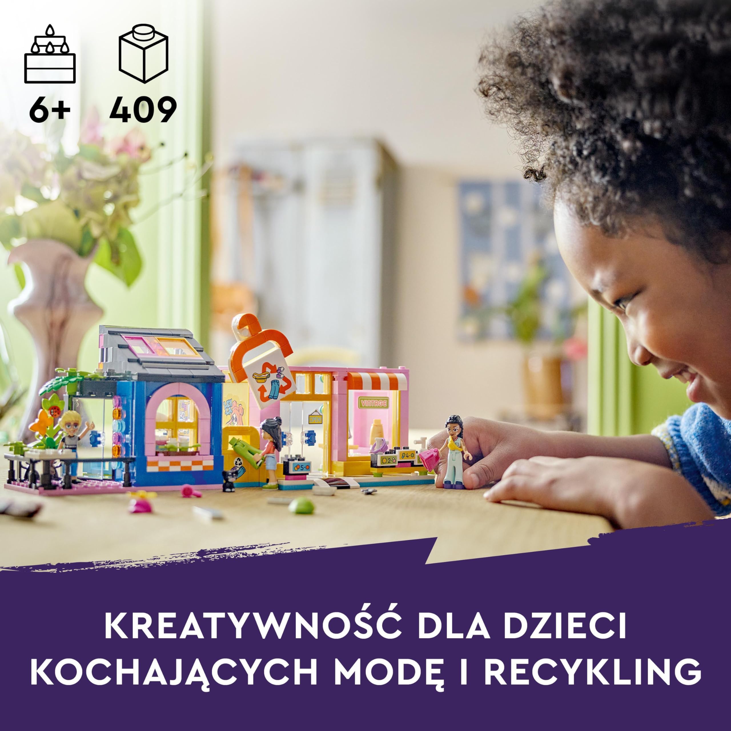 LEGO Friends Sklep z używaną odzieżą, Zabawkowy Sklep do Zbudowania z Ubraniami dla Dziewczynki i Chłopca, z Minilaleczkami i Figurką Kota, Kreatywna Zabawka dla Dziecka, Prezent dla 6-latki, 42614