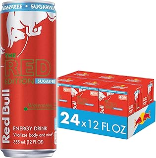 Red Edition Sugar Free Energy Drink, Watermelon, with 114mg Caffeine plus Taurine & B Vitamins, 12 Fl Oz, 6 Packs of 4 Cans (Pack of 24)