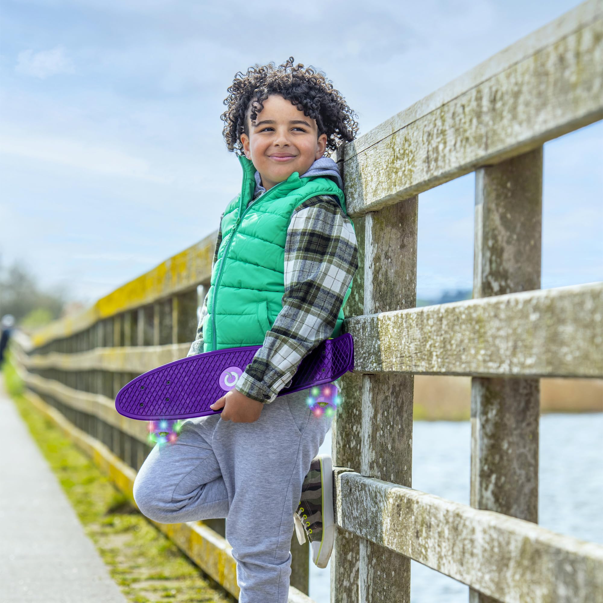 EVO 22' Light Up Penny Board | Skateboard For Beginners Or Pro's | Light Up Wheel Skateboard For Kids & Teenagers | Mini Cruiser Complete Board | Suitable For All Aged 3+