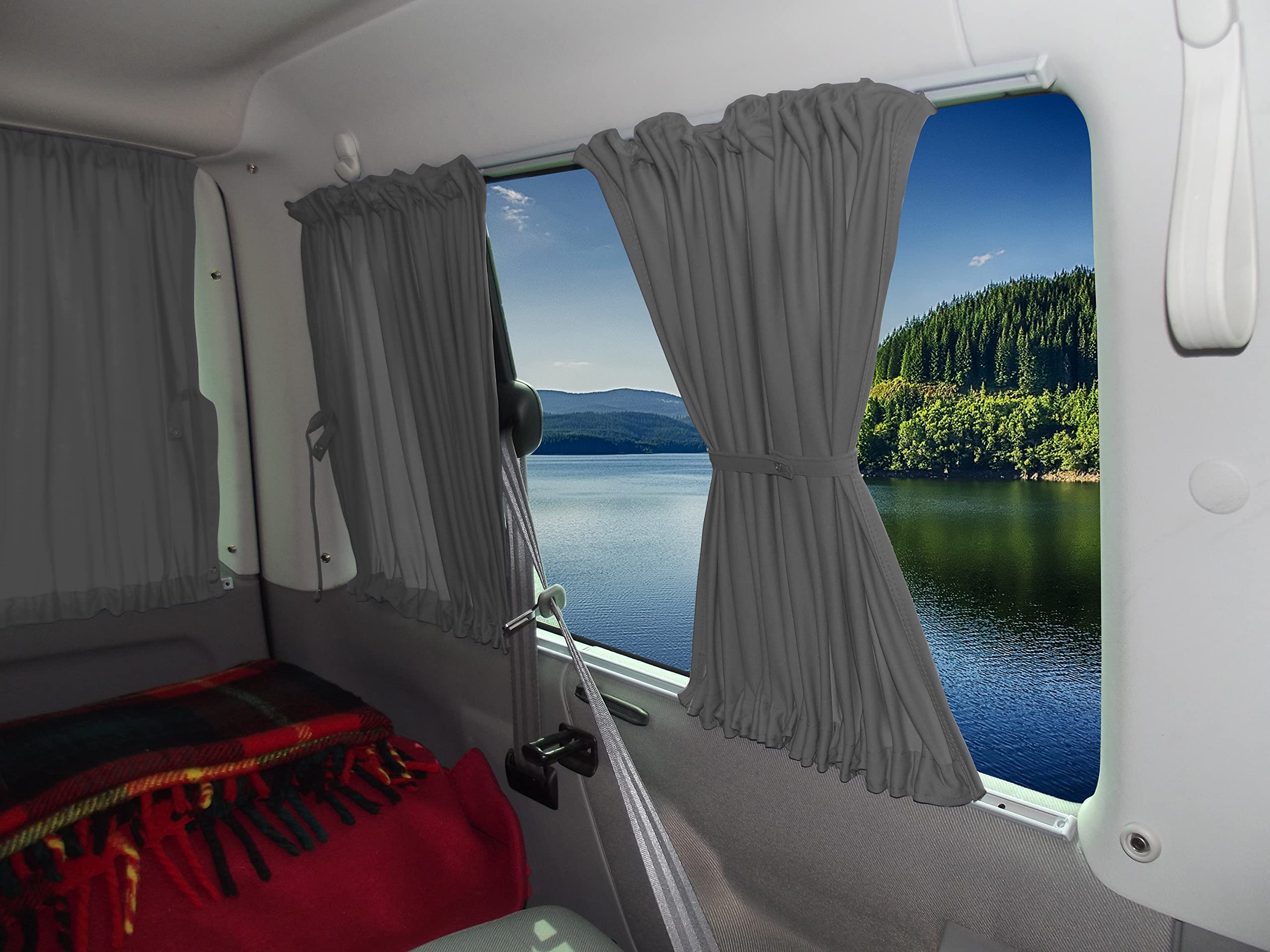 VW T4 Multivan/Caravelle wymiary firanki zasłony ochrona przed słońcem od roku produkcji 1990-2003 kolor: szary