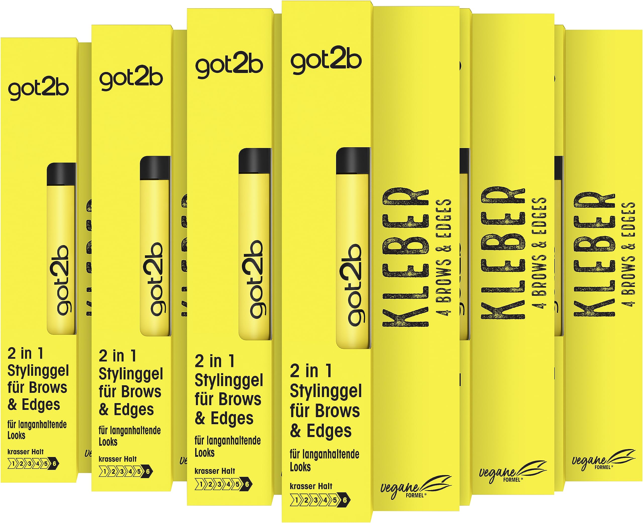 got2b Żel do stylizacji 2 w 1, klej 4 do brwi i krawędzi, 6 sztuk, 6 x 16 ml