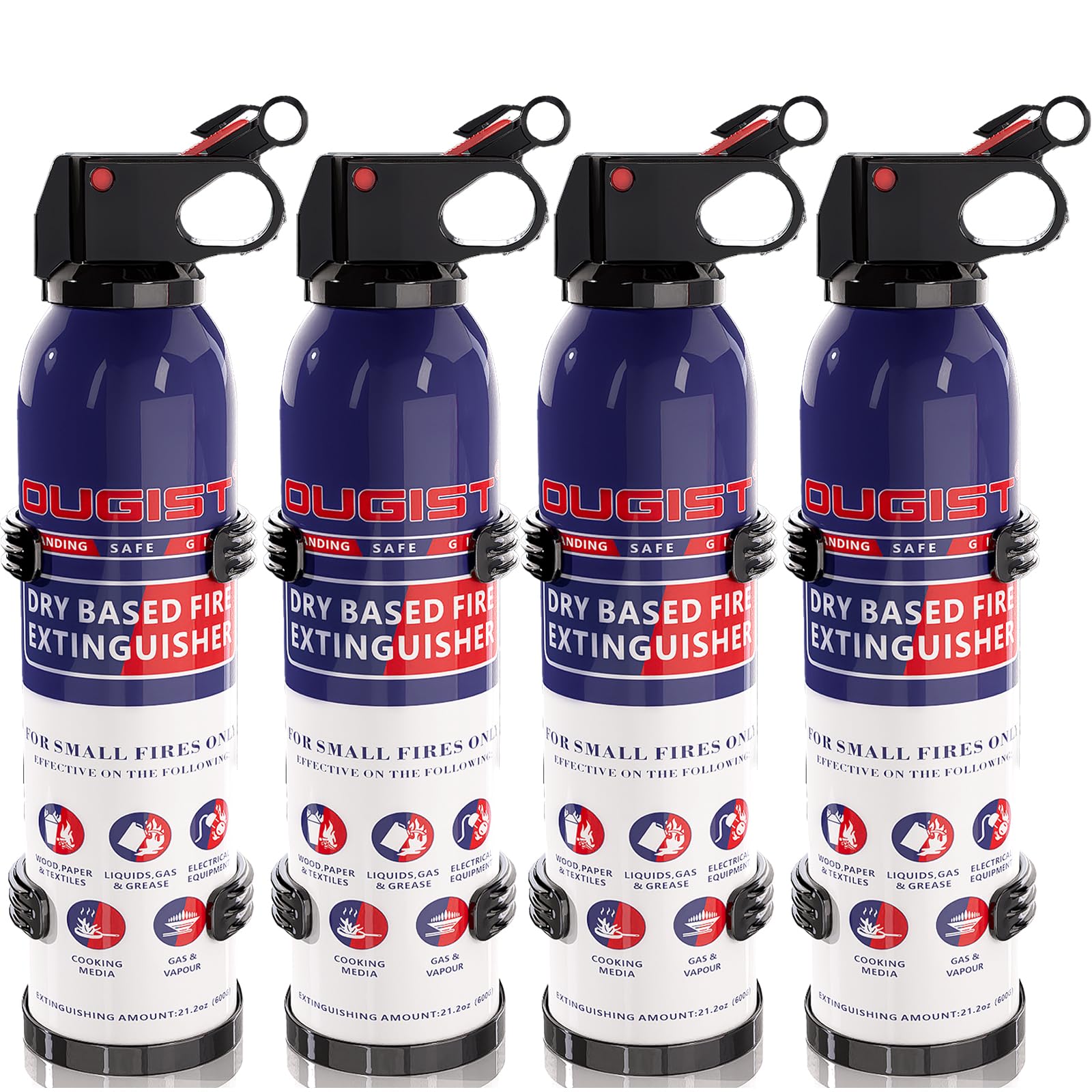 ABC Fire Extinguisher for Home & Vehicle - 600g Portable Dry Powder Fire Extinguisher | Grease & Electrical Fire Extinguisher for Kitchen, Car, Easy for All Ages to Use (4-Pack)
