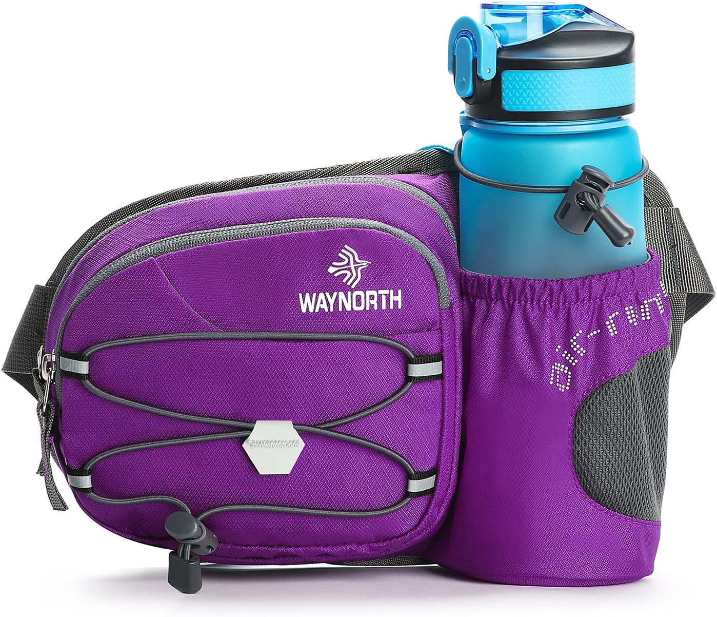 Waynorth Hiking Waist Bag Fanny Pack with Water Bottle Holder for Men Women Kids Walking Running Hiking Climbing Dog Fanny Pack Travel Sport Waist Pack Fit All Kinds of Phones, Purple,