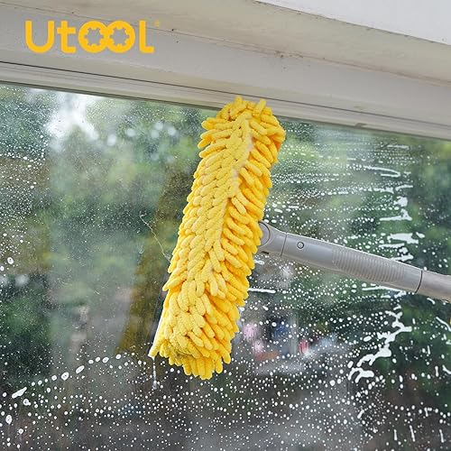 Miniatura 7 de UTOOL Kit de limpieza de ventanas con poste de extensión telescópico de 16 pies, poste telescópico extensible de 5.5 a 18 pies con escobilla de
