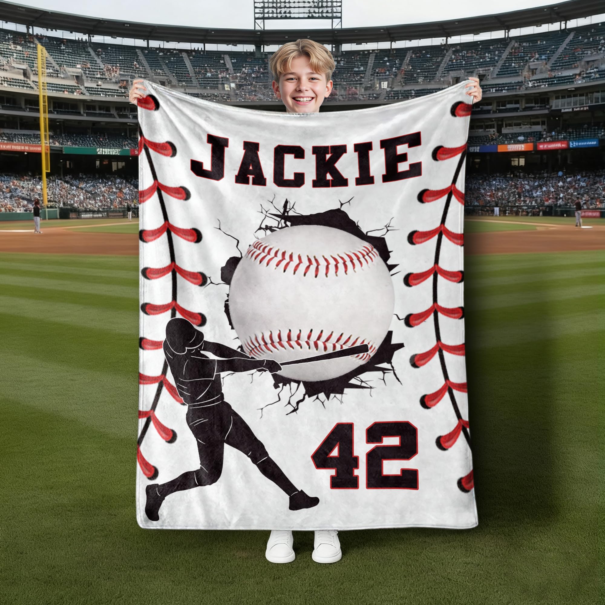 Ship Next Day Personalized Baseball Blanket Gifts for Teen Boys Custom Sport Baseball Player Lovers Fans Gifts Customized Throw Blanket for Men Son Kids