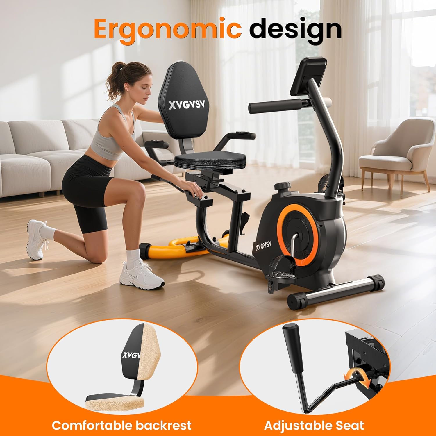 Whisper-Quiet Home Recumbent Bike: Adjustable Comfort & 16 Resistance Levels...