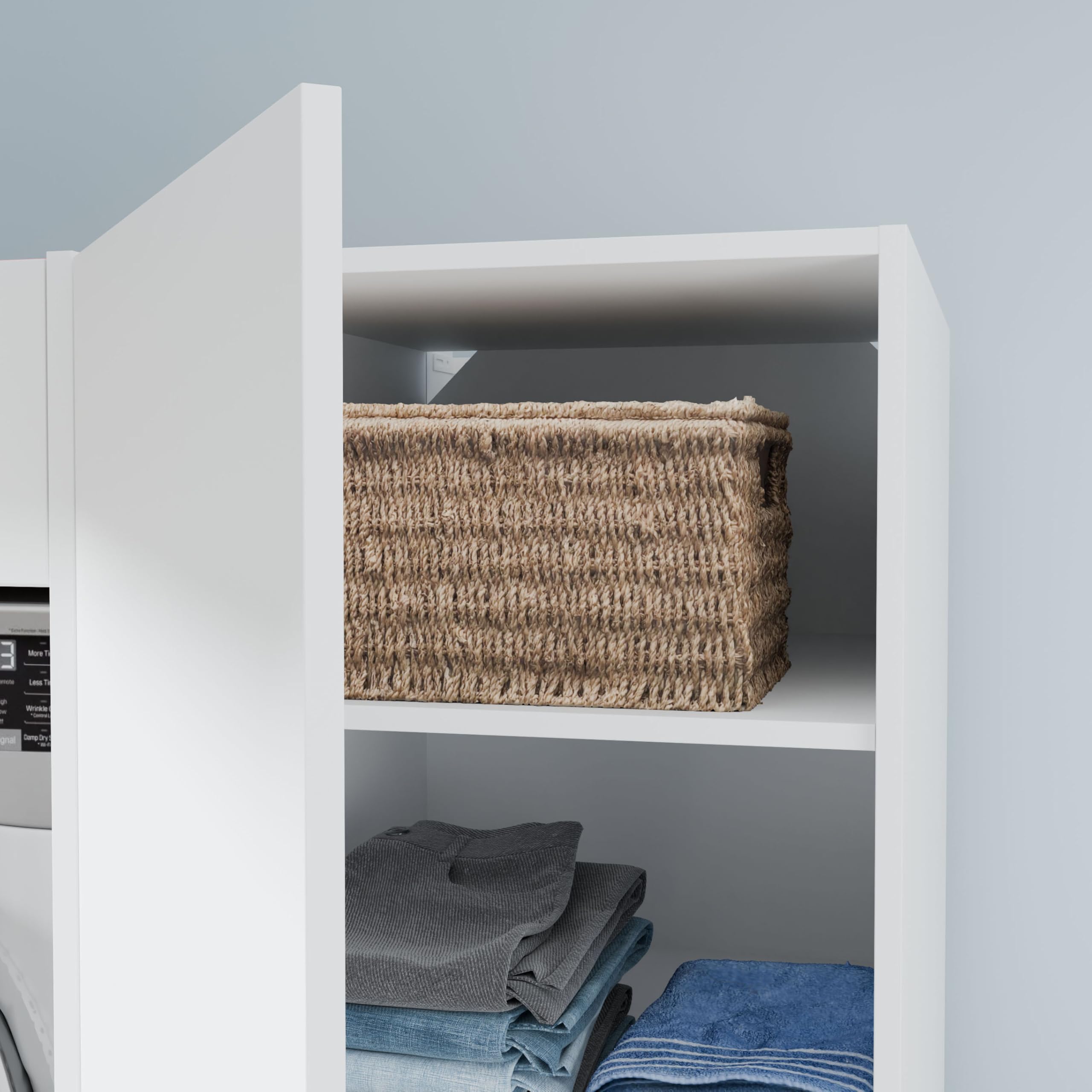 Forte WASHCAB 50, moderner Badezimmerschrank zur Aufbewahrung von Putz- und Waschutensilien, Badezimmer, Weiß, 50 cm breit x 143,3 cm hoch x 67,5 cm tief