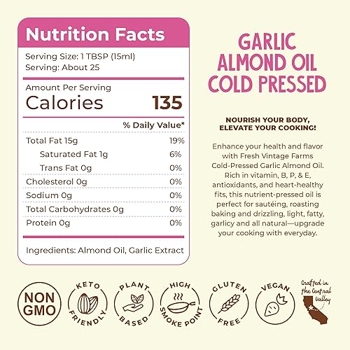 Miniatura 10 de Fresh Vintage Farms, Aceite de nuez (paquete de 6), 100% prensado en frío, cultivado en California, ideal para cocinar, hornear, asar, sumergir y