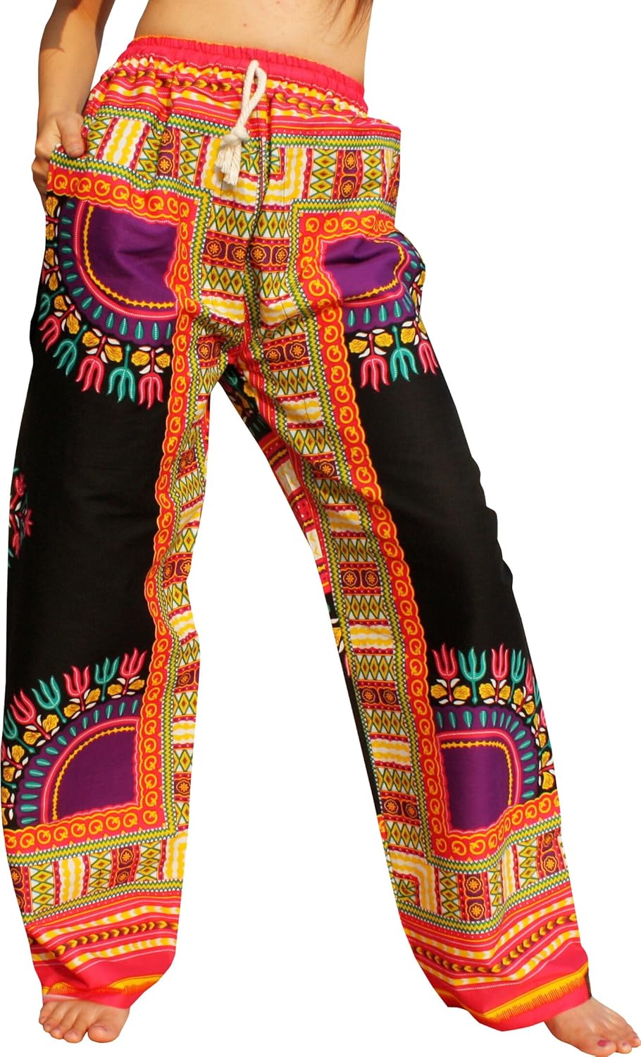 RaanPahMuang African Dashiki Rising Sun Elastic Waist Ankara Pants