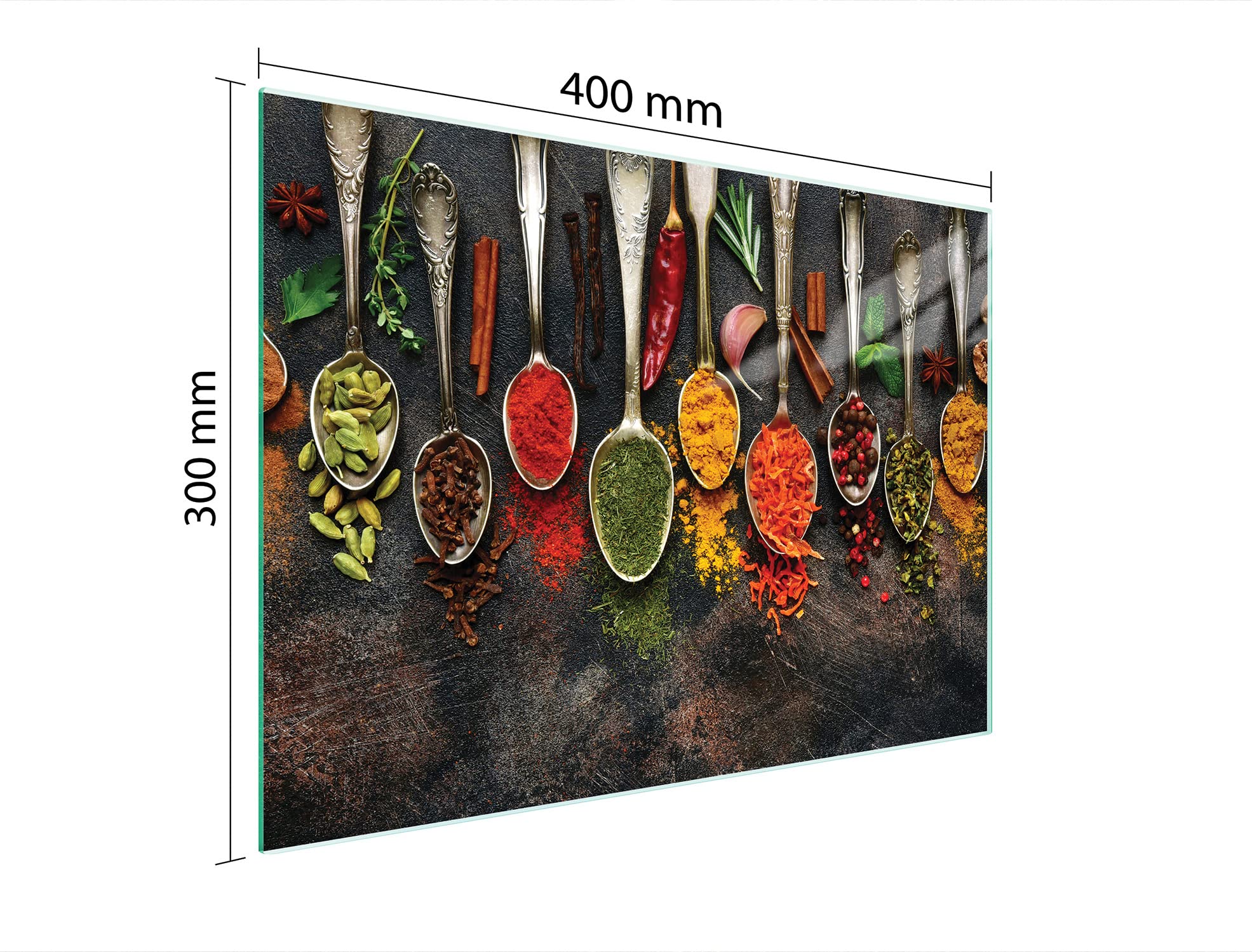 DarHaus Couvercle Plaque Cuisson Verre Trempé 40x30cm Feuilles Vert - Protection Anti-Éclaboussures Induction Vitrocéramique + Planche Découpe