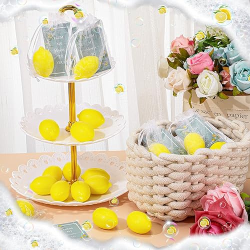 Miniatura 4 de Lounsweer Set of 20 Wedding Lemon Soap Favors Mini Bridal Shower Favors Natural Lemon Shaped Soap Bar with from My Shower to Yours Cards and White