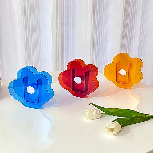 Miniatura 9 de BLOFLO - Jarrón acrílico transparente azul, floreros acrílicos en forma de nube azul Klein, elegante y moderno soporte para ramo pequeño, decoración
