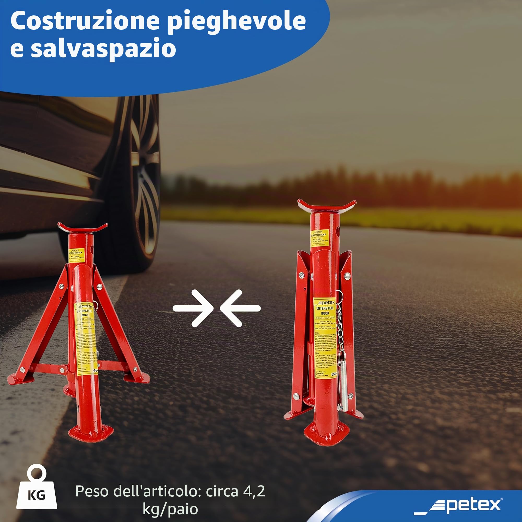 Petex 44753112 Colonnetta Cavalletto auto Cavalletto Cavalletti sollevamento auto