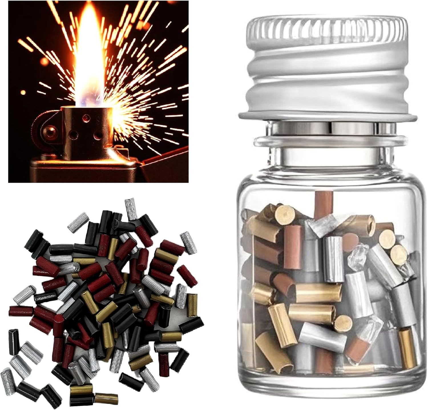 Replacement Flint Stone Compatible with Zippo and Clipper Lighters,Universal Lighter Flints Refills Pack of 100 (Colorful) image 2