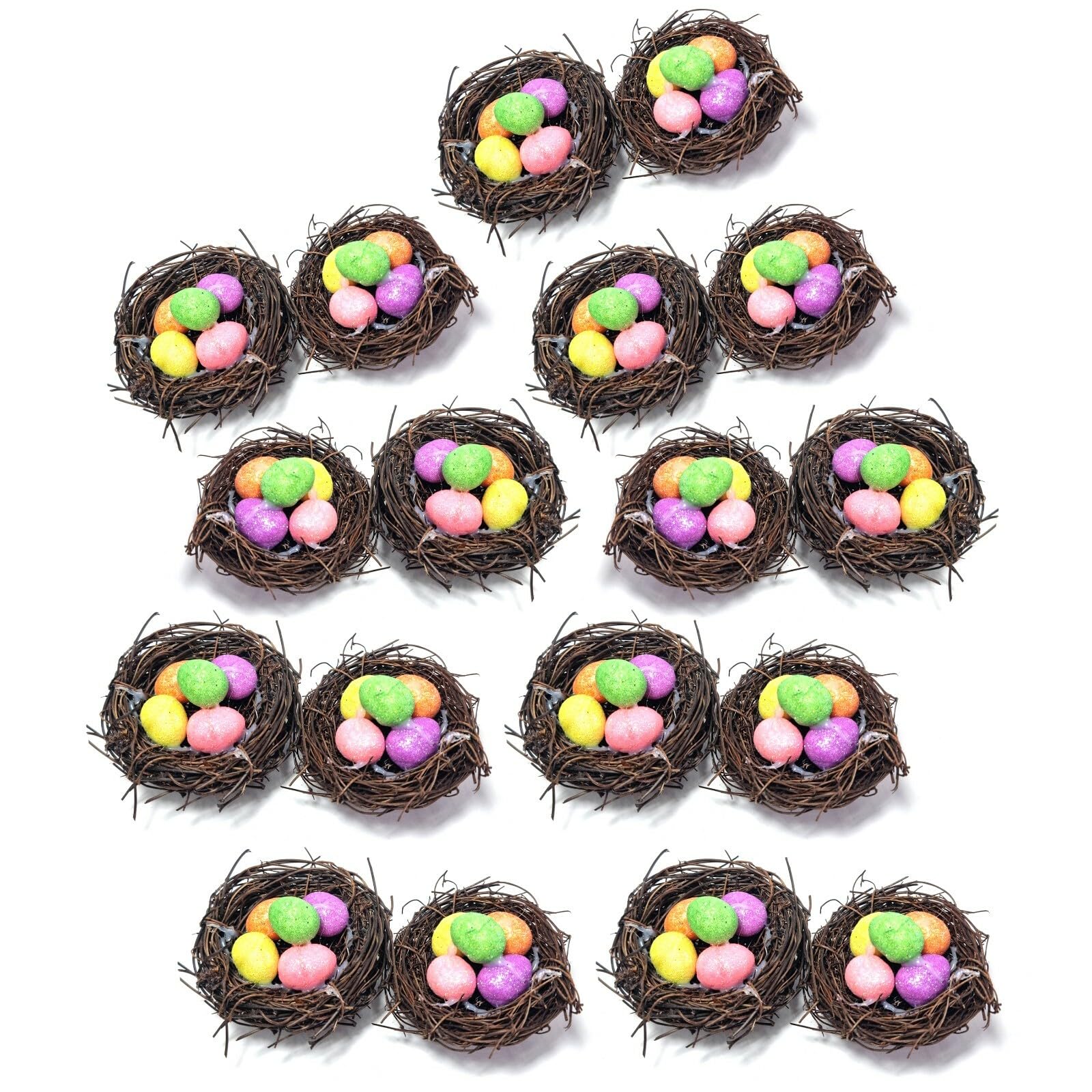 Rockparty Multicolour Bobbly Easter Bunny Decorations – Foam Bunny Bonnet Crafts & Spring Display Ornaments- 18 Pack