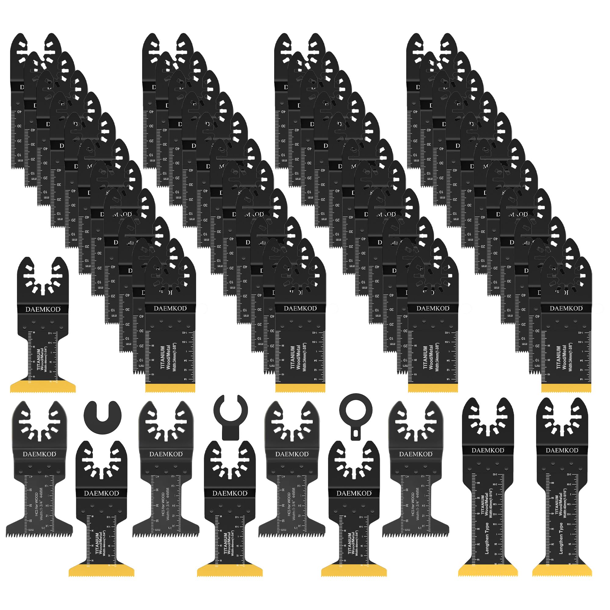 Paquete de 55 cuchillas oscilantes, cuchillas profesionales multiherramienta para clavos de metal, material duro y plástico de madera, kits de cuchillas multiherramienta para accesorios de