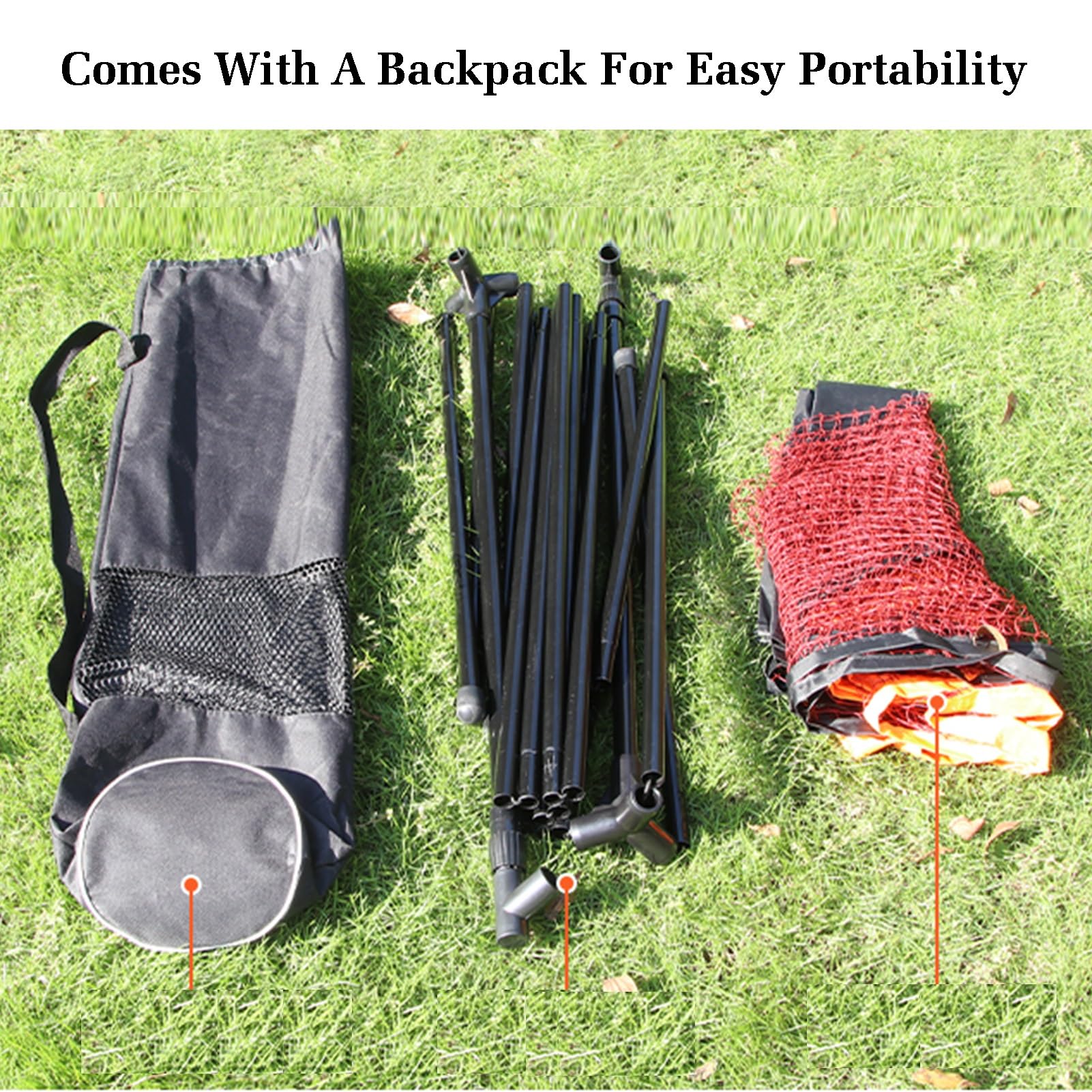 Supporto per Rete Portatile e bastoni da pallavolo - Set Combinato per Sport Indoor e Outdoor - Include Set e Zaino - Attrezzatura per Allenamento Lunga 410 cm