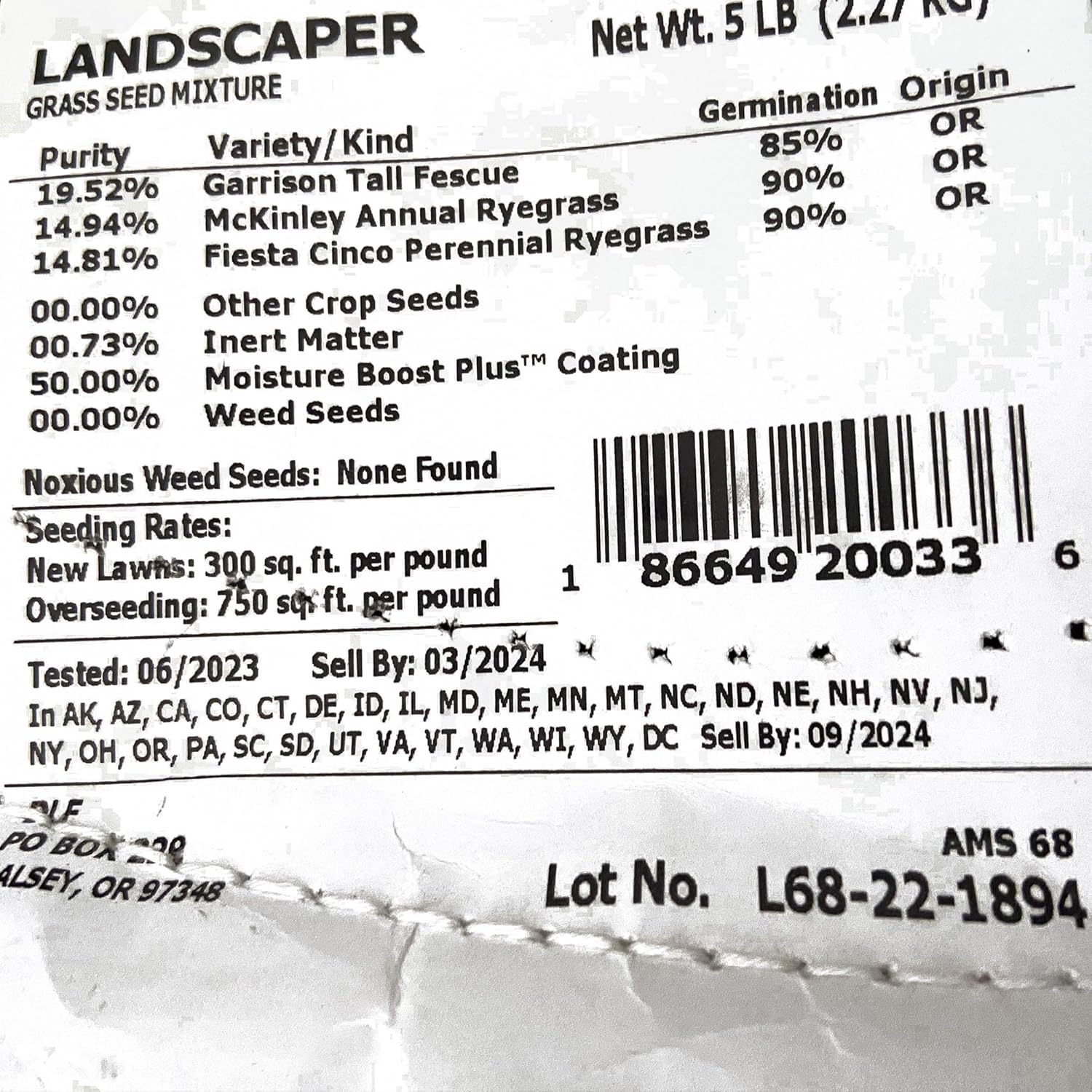 X-Seed Landscaper Mixture Grass Seed – All-Purpose Mix, Grass Seed for Lawn, & Erosion Control – Thrives in Many Conditions, Low-Maintenance – 5 lbs. Bag