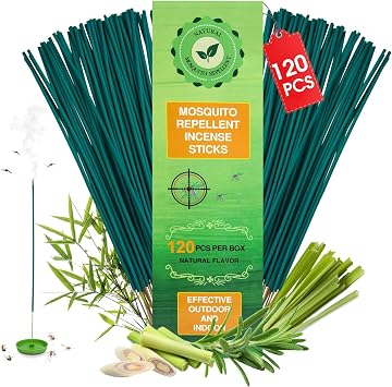 120 Pcs Mosquito Repellent, Citronella Oil Incense Sticks for Patio Camping | 120 Pcs Plant-Based Mosquito Incense Sticks, Natural Bug Repellent Outdoor Patio for Camping Essentials Fishing Backyard