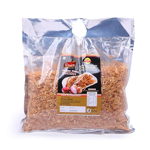 Desire Fresh Birista Onions -Crispy, Crunchy and Golden Fried Onion for Biryani and Graves 1 Kg