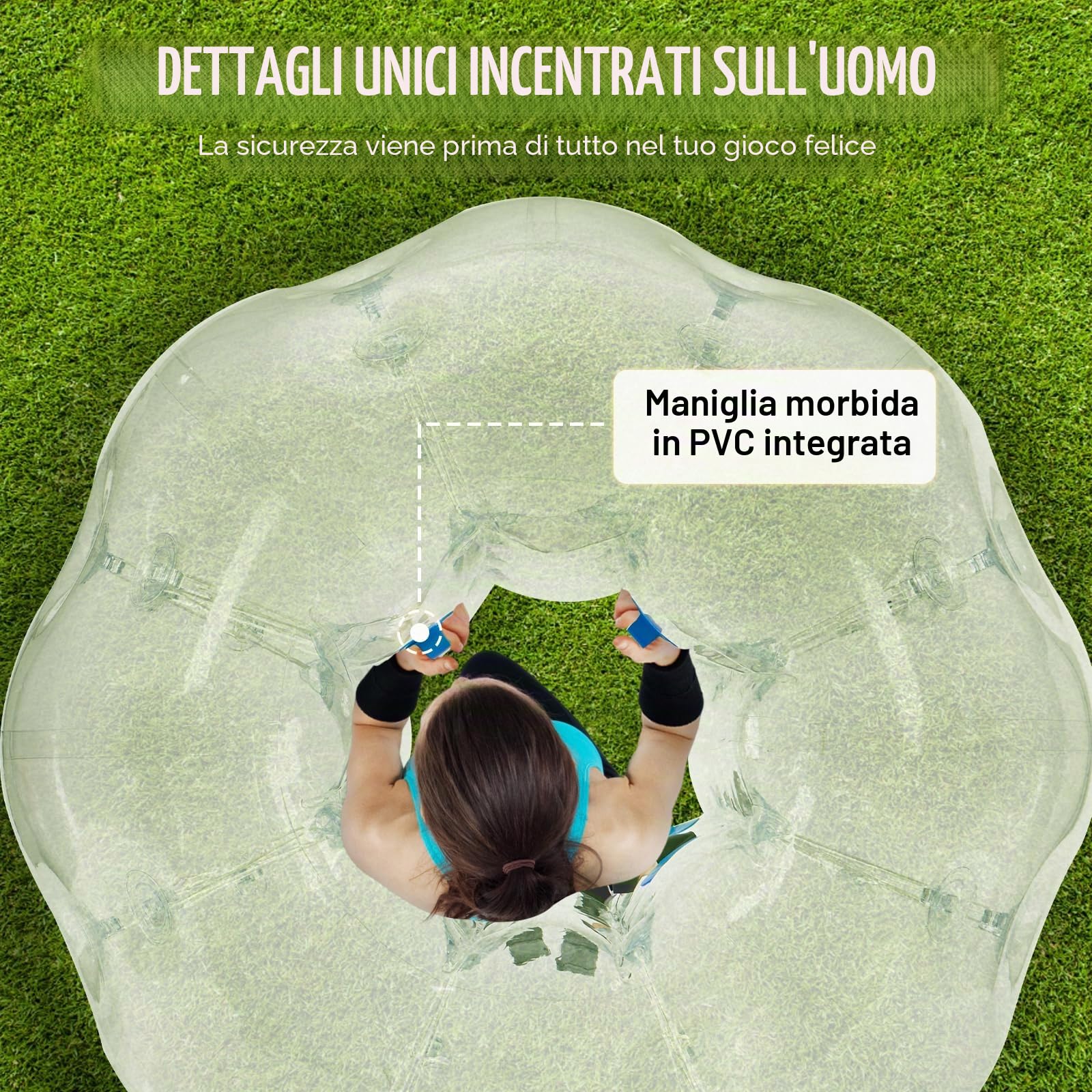 VEVORPalla Gonfiabile Paraurti, Antiurto per Gioco, 1 Pezzo, 1,2 m x 1,03 m, Trasparente, Rimbalzo PVC, Attività all'Aperto