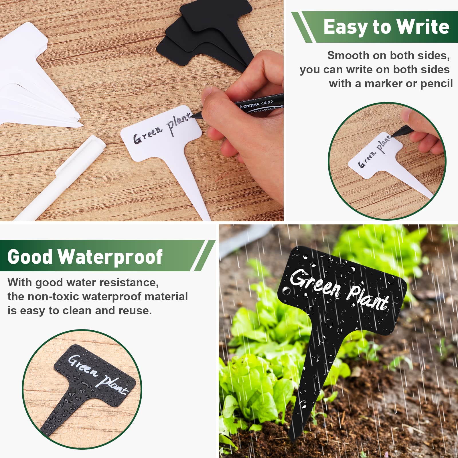 50 Etichette Per Piante A T In PVC - Marcatori Impermeabili Per Semi E Vasi, Da Giardino, Colore Verde - 6