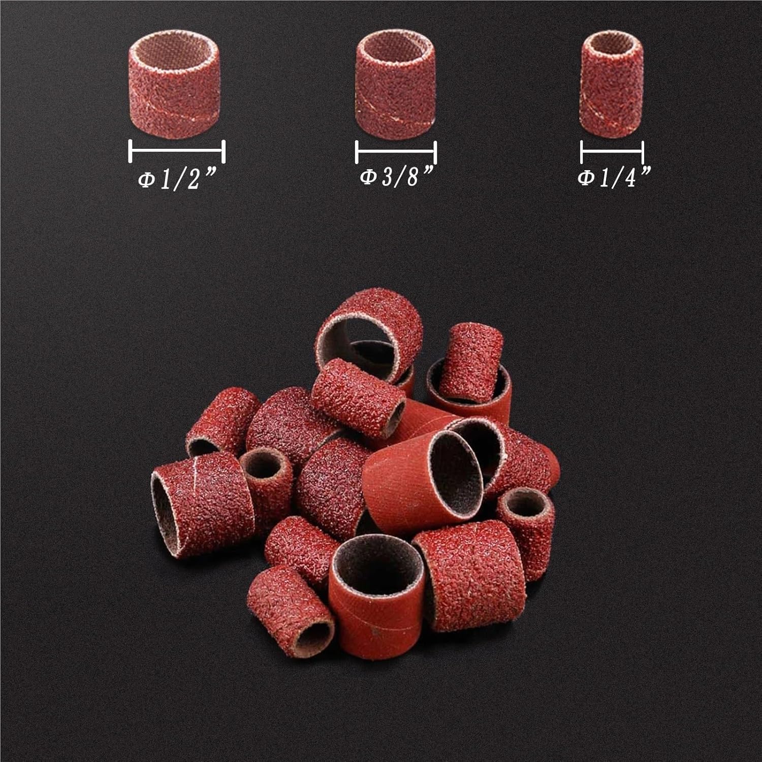 Stable Sanding Drum Kit for Grinding Bands Sleeves Abrasive with Mandrels Rubber for Rotary Tool(12pcs Mandrels 2.3mm,320)