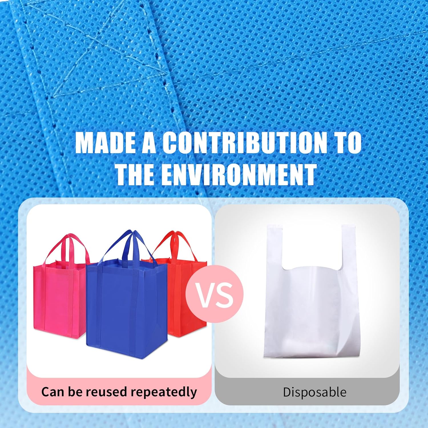 12 Pack Heavy Duty Reusable Grocery Bags - Large Shopping Totes Reinforced Handles, Holds 40 lbs, Foldable and Washable (Multicolor) - Image 7