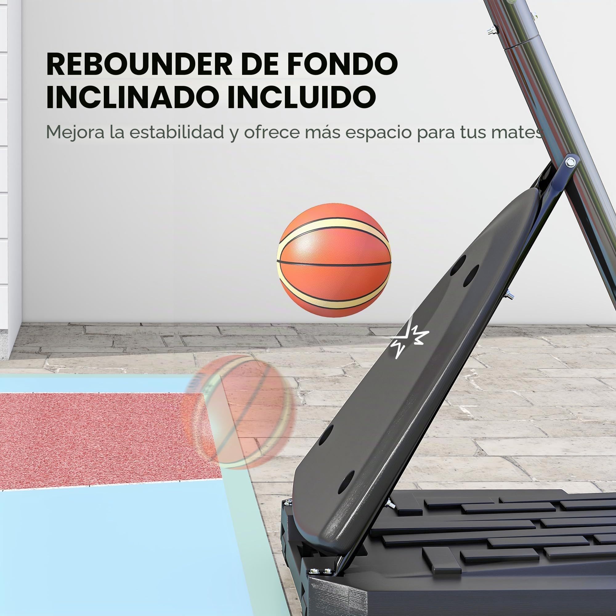SPORTNOW Canasta de Baloncesto Exterior Altura Ajustable 236-293 cm Tablero PC Aro Ruedas Base Rellenable Negro