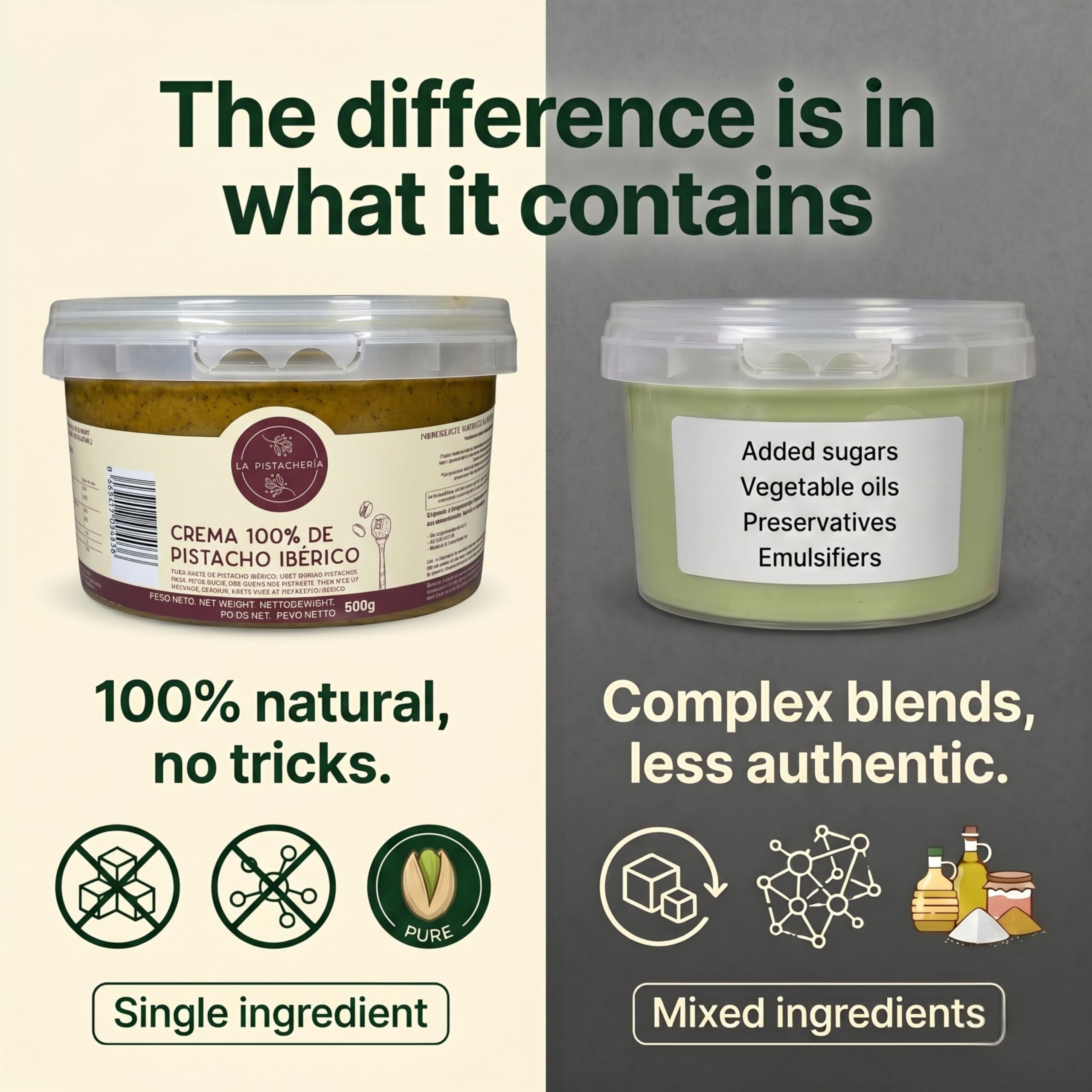 Crema Di Pistacchio 100% Pura Naturale Pasta Di Pistacchio Vegan Senza Zucchero Ideale Per Dolci E Ricette Sane Cremosa Fonte Di Proteine Ed Energia Esperienza Gourmet Autentica (500 gr)