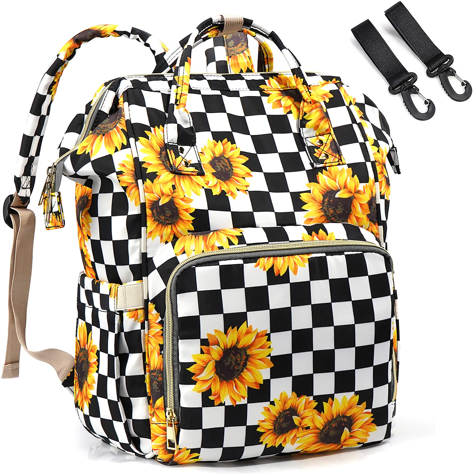 Limhoo Women's Sunflower Diaper Bag Backpack For Mom & Dad, Multifunction Waterproof Baby Changing Bags, Large Nappy Bag Backpack (Sunflower)