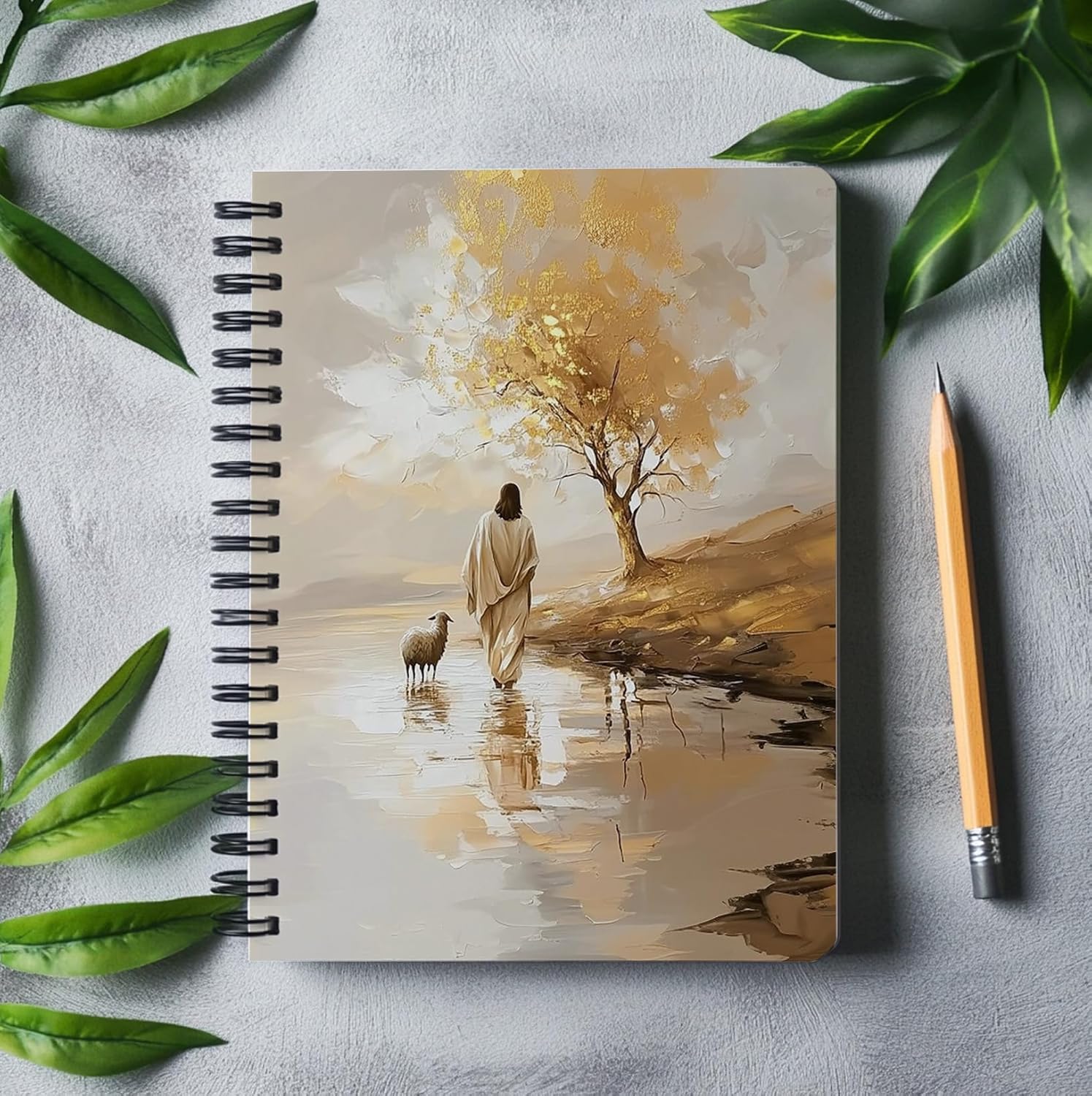 Jesus and Lamb Christian Notebook, Inspirational Faith Journal with Lined Pages, Fall decor, Jesus Leaves the 99 Sheep Painting, Religious Gift for Women, 5.5x8.3 Inch - Image 2
