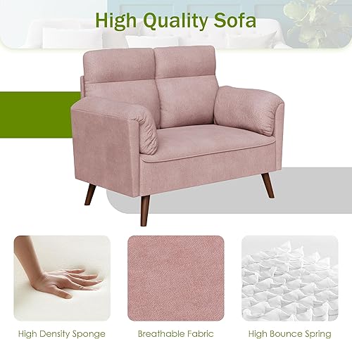 Miniatura 5 de JAMFLY Sofá biplaza de 49 pulgadas, sofá pequeño para sala de estar, asientos biplaza modernos de mediados de siglo con cojines traseros y patas de