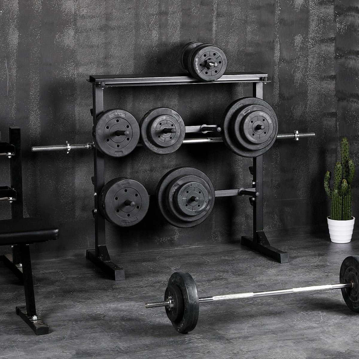Yaheetech Hantelständer Hantelscheibenständer Kurzhantelständer 3 Ebenen bis 300 kg aus Stahl, 99,5 x 52 x 102,5 cm