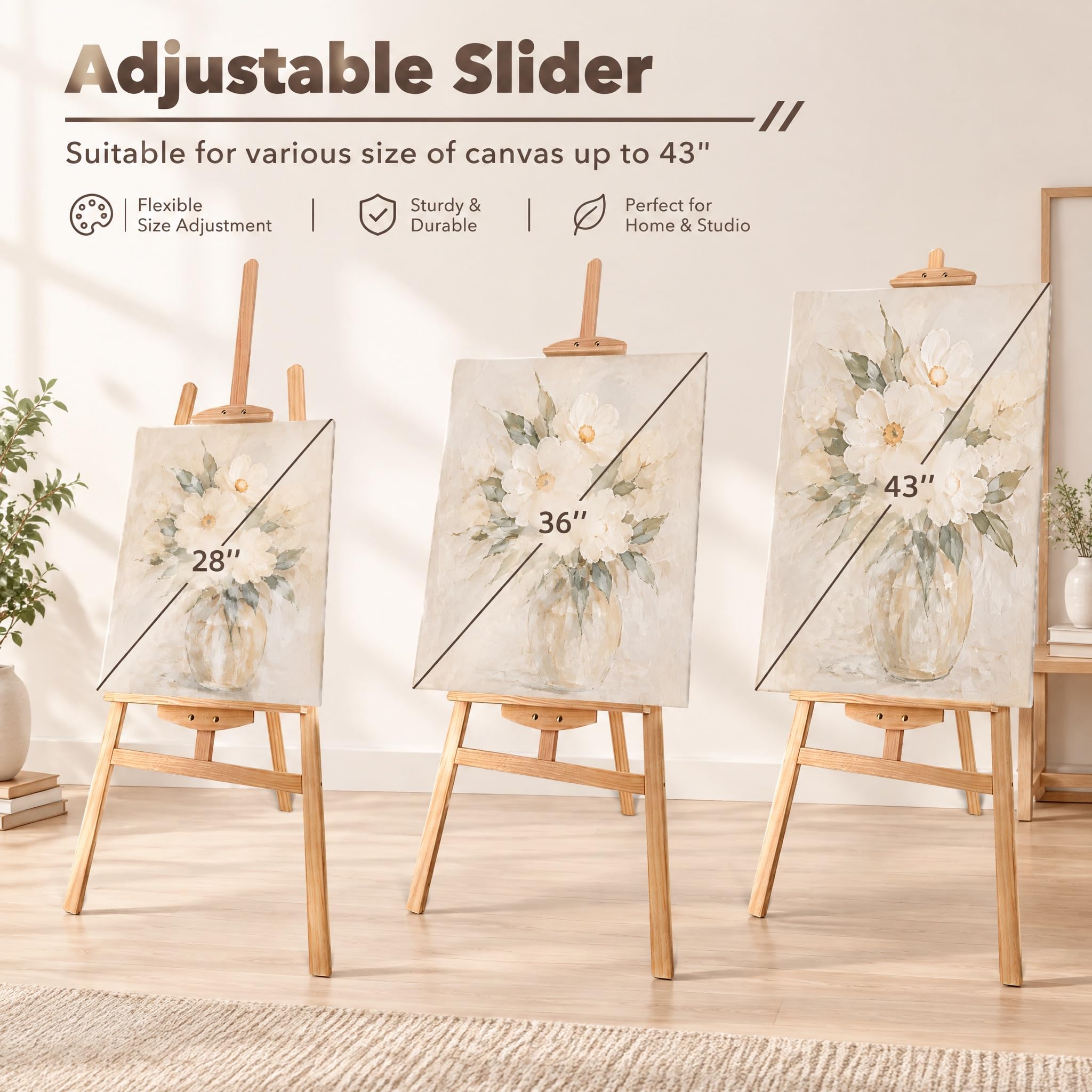 Adjustable Pine Art Easel - Display Your Artwork -4 Adjustable Pine Art Easel - Display Your Artwork -4