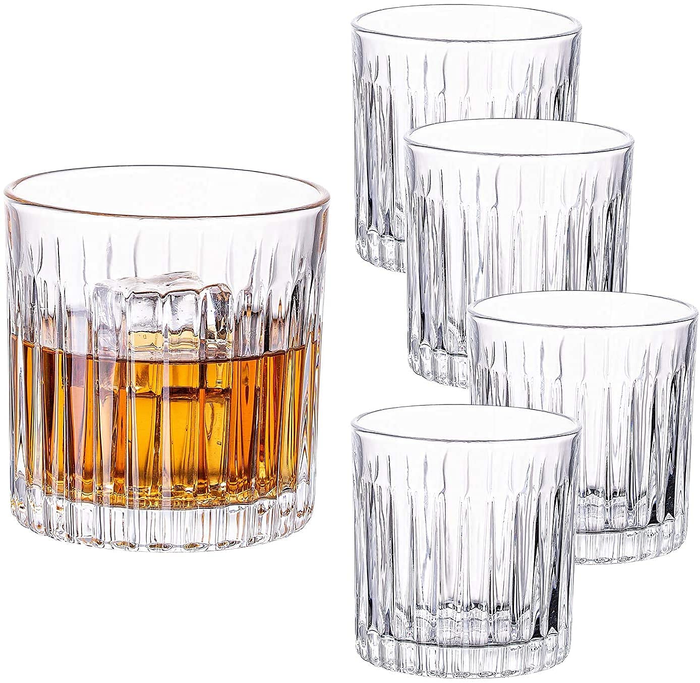 MZP Italin Premium Luxury Crystal Double Old Fashioned - Set of 4 Whiskey Glasses - Whiskey - Bourbon - Water - Beverage - Drinking Glasses - (Chutki (4))