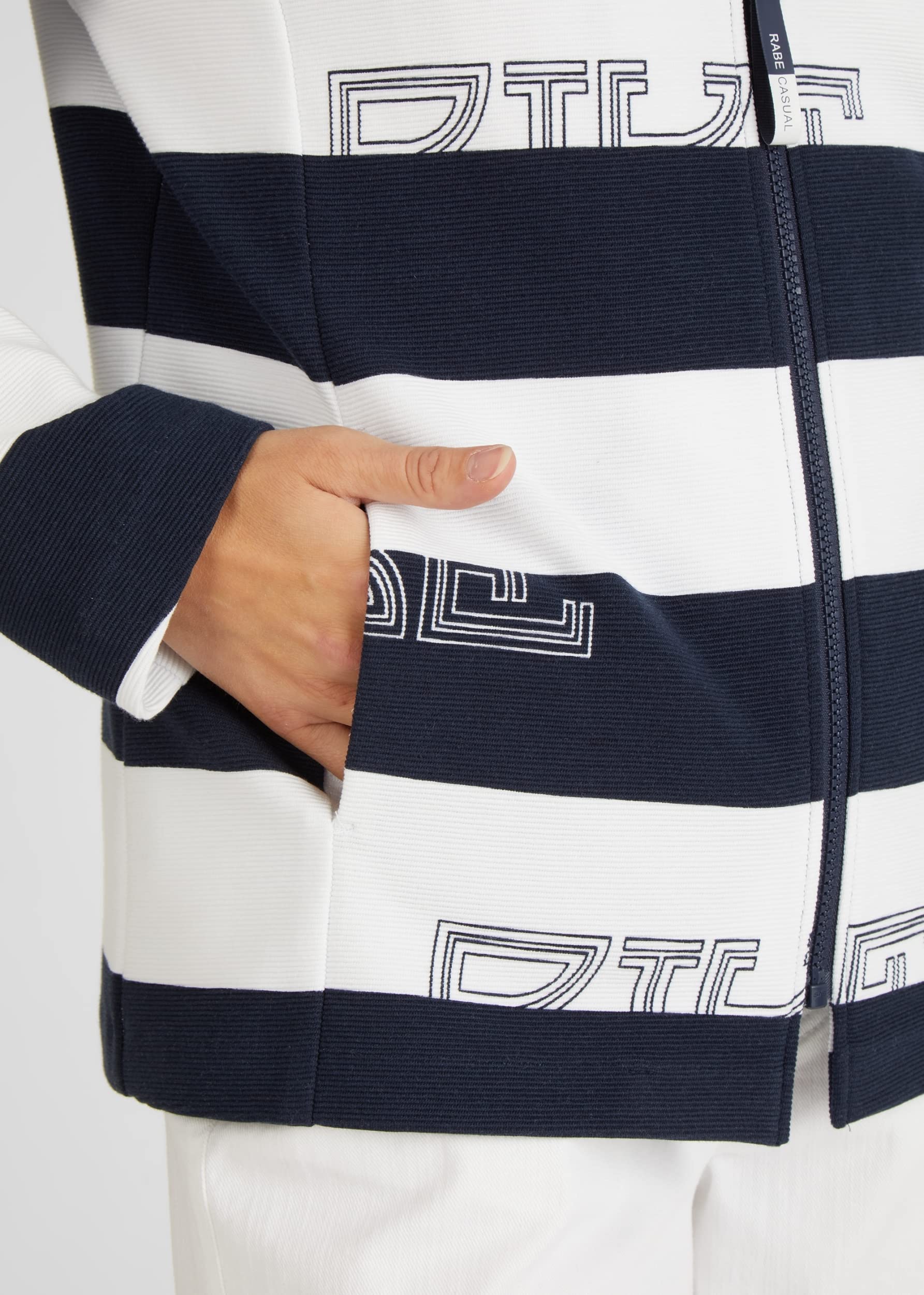 Rabe Selection Twinset mit Streifen-Jacke in Blau, Größe 46
