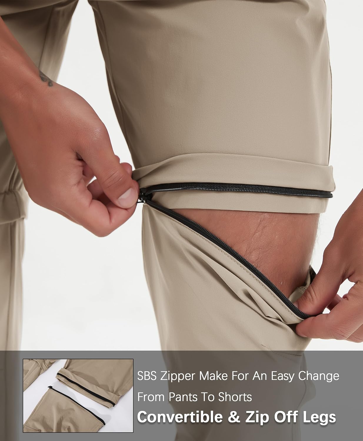 Men's Convertible Hiking Pants Zip Off Quick Dry Lightweight Safari Travel Camping Fishing Cargo Outdoor Pants - Image 2