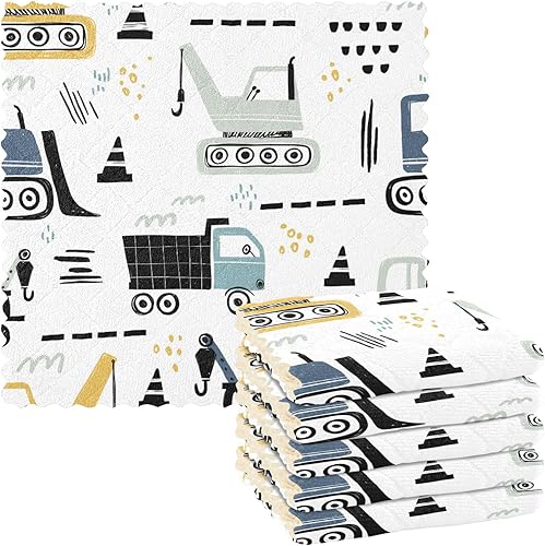 FRODOTGV Truck Quality Decorative Microfiber Dish Towel Absorbent Set of 6 Flour Sack Kitchen Towels for Countertop Oven