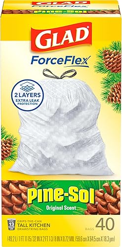 Miniatura 10 de Glad ForceFlex Bolsas de basura altas para cocina, 13 galones, Pine-Sol Original, 40 unidades (el paquete puede variar)
