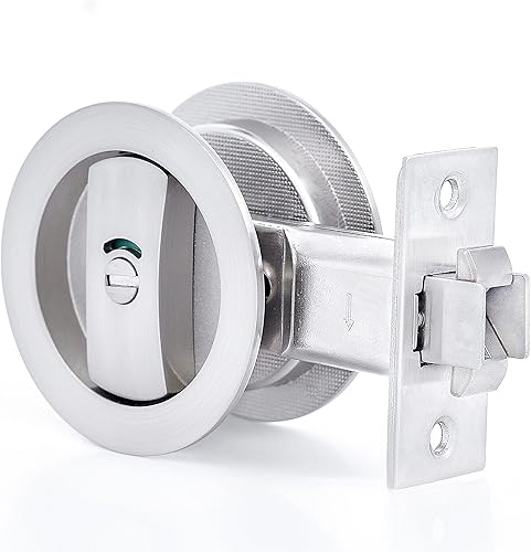 Dontay Cerradura de puerta de bolsillo, indicadores codificados por colores, pestillo de manijas de privacidad (camabaño), fondo de 2-38 pulgadas,