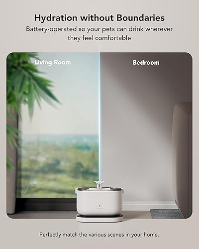Vista 33 de PETLIBRO - Dockstream - Dispensador automático de agua potable para gatos, perros y mascotas, inalámbrico, que funciona con batería, con bomba