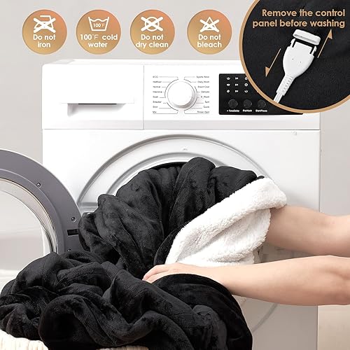 Miniatura 6 de EHEYCIGA Manta térmica eléctrica tamaño King  Manta de calefacción con 5 niveles de calefacción y 10 horas de apagado automático, suave y acogedora