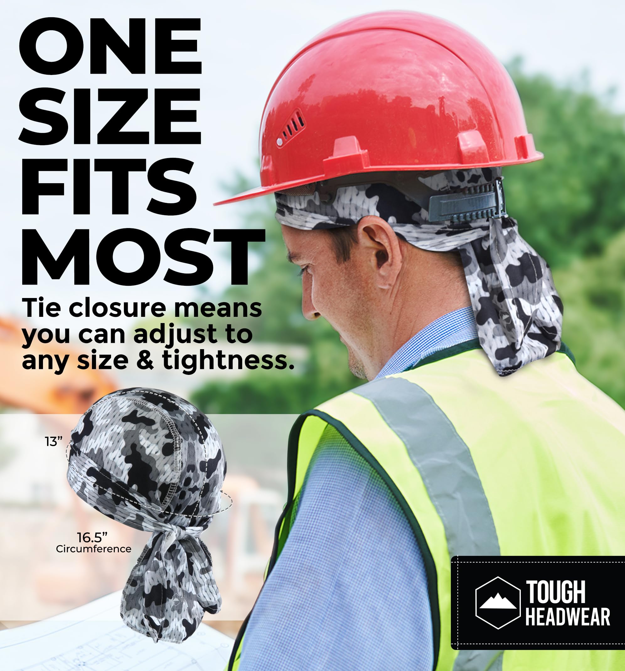 Cooling Helmet Liners - Do Rag Skull Caps for Men - Cooling Head Wraps Hard Hat Liner - — view 6